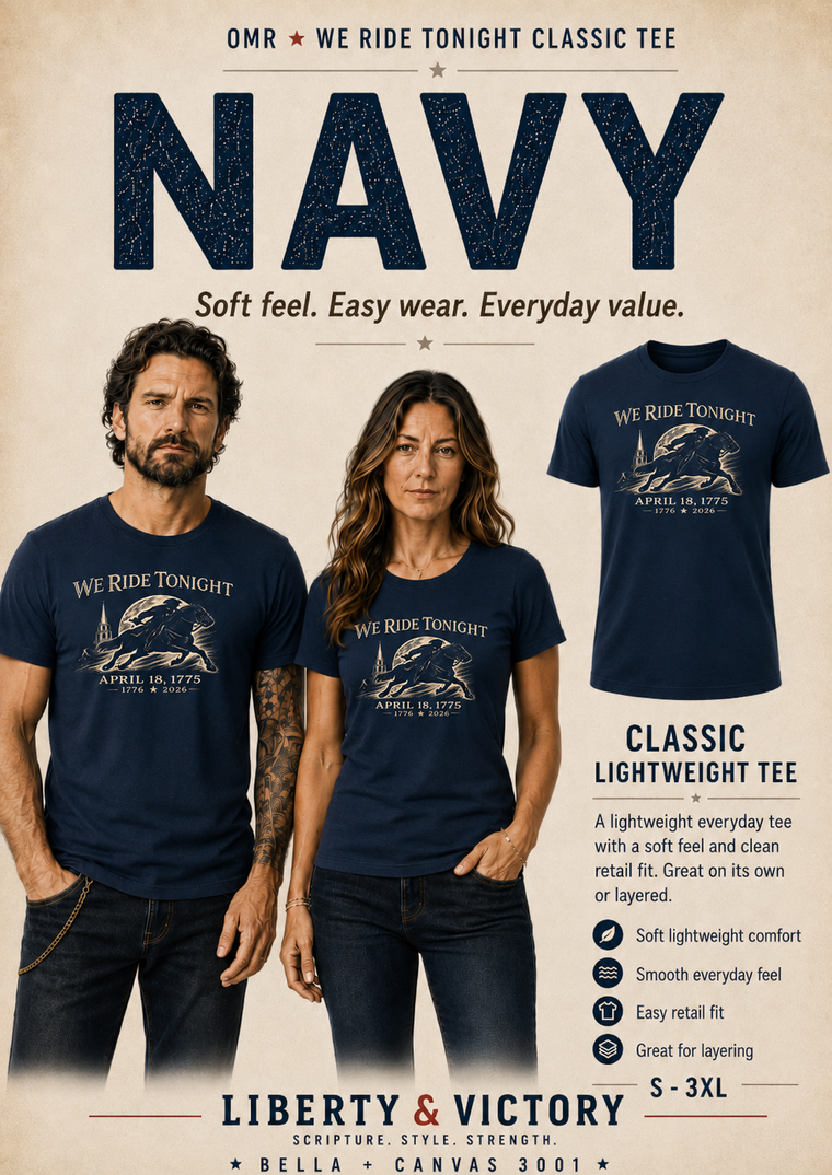 Patriotic Faith | Paul Revere We Ride Tonight April 18 1775 T-Shirt | Liberty & Victory Co.