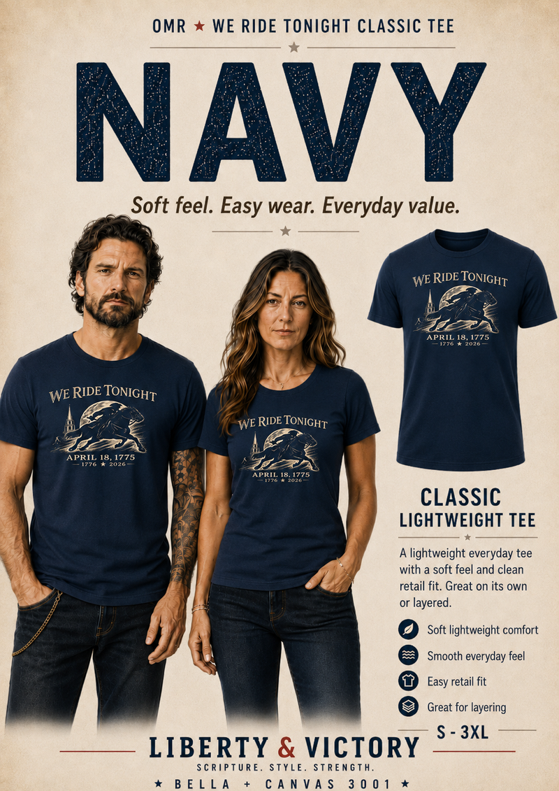 Patriotic Faith | Paul Revere We Ride Tonight April 18 1775 T-Shirt | Liberty & Victory Co.