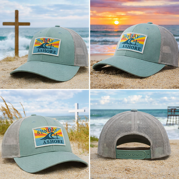 Christian Coastal Trucker Hat | Sunday Ashore | Richardson 115 Embroidered | Liberty & Victory