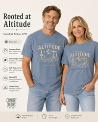 Christian T-Shirt | Rooted at Altitude Faith • Family • Freedom | Cross + Mountain Roots | Wonder & Wander | Signature Line | Veteran-Owned | Liberty & Victory Co.