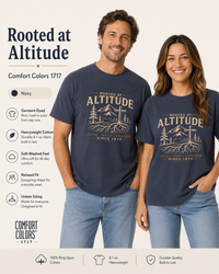 Christian T-Shirt | Rooted at Altitude Faith • Family • Freedom | Cross + Mountain Roots | Wonder & Wander | Signature Line | Veteran-Owned | Liberty & Victory Co.