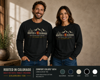 Mountain Faith | Rooted in Colorado — Long Sleeve Tee | Mountain Skyline + Colorado C Crest | Veteran-Owned Small Business | Liberty & Victory Co.