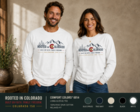 Mountain Faith | Rooted in Colorado — Long Sleeve Tee | Mountain Skyline + Colorado C Crest | Veteran-Owned Small Business | Liberty & Victory Co.