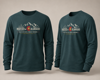 Mountain Faith | Rooted in Colorado — Long Sleeve Tee | Mountain Skyline + Colorado C Crest | Veteran-Owned Small Business | Liberty & Victory Co.
