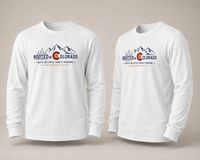 Mountain Faith | Rooted in Colorado — Long Sleeve Tee | Mountain Skyline + Colorado C Crest | Veteran-Owned Small Business | Liberty & Victory Co.