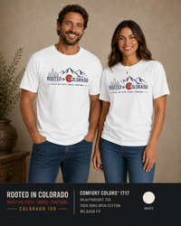 Mountain Faith | Rooted in Colorado — T-Shirt Colorado 150 × Faith. Family. Freedom. | Veteran-Owned Small Business | Liberty & Victory Co.