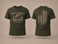 Patriotic Faith | We Ride Tonight — T-Shirt | April 18, 1775 × 1776–2026 OMR | Veteran-Owned Small Business | Liberty & Victory Co.