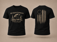 Patriotic Faith | We Ride Tonight — T-Shirt | April 18, 1775 × 1776–2026 OMR | Veteran-Owned Small Business | Liberty & Victory Co.