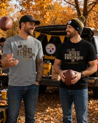 Faith & Sport | Fall Family Football — T-Shirt Faith Runs Through It-Pittsburgh Edition | Game Day Faith Tee | Veteran-Owned Small Business | Liberty & Victory Co.