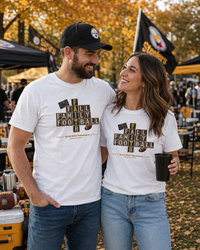 Faith & Sport | Fall Family Football — T-Shirt Faith Runs Through It-Pittsburgh Edition | Game Day Faith Tee | Veteran-Owned Small Business | Liberty & Victory Co.