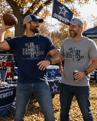 Faith & Sport | Fall Family Football — T-Shirt Faith Runs Through It-Dallas Edition | Game Day Faith Tee | Veteran-Owned Small Business | Liberty & Victory Co.