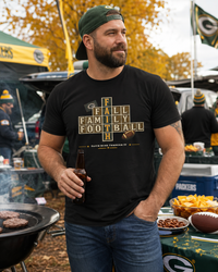 Faith & Sport | Fall Family Football — T-Shirt Faith Runs Through It-Green Bay Edition | Game Day Faith Tee | Veteran-Owned Small Business | Liberty & Victory Co.