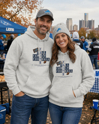 Faith & Sport | Fall Family Football — Premium Hoodie Faith Runs Through It-Detroit Edition | Game Day Faith Hoodie | Veteran-Owned Small Business | Liberty & Victory Co.