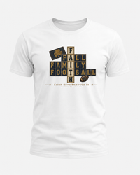 Faith & Sport | Fall Family Football — T-Shirt Faith Runs Through It-Notre Dame Edition | Game Day Faith Tee | Veteran-Owned Small Business | Liberty & Victory Co.