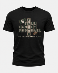 Faith & Sport | Fall Family Football — T-Shirt Faith Runs Through It-Michigan State Edition | Game Day Faith Tee | Veteran-Owned Small Business | Liberty & Victory Co.