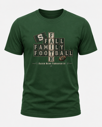 Faith & Sport | Fall Family Football — T-Shirt Faith Runs Through It-Michigan State Edition | Game Day Faith Tee | Veteran-Owned Small Business | Liberty & Victory Co.