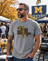 Faith & Sport | Fall Family Football — T-Shirt Faith Runs Through It-Michigan Edition | Game Day Faith Tee | Veteran-Owned Small Business | Liberty & Victory Co.
