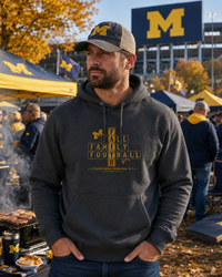 Faith & Sport | Fall Family Football — Hoodie | Faith Runs Through It-Michigan Edition | Game Day Faith Hoodie | Veteran-Owned Small Business | Liberty & Victory Co.