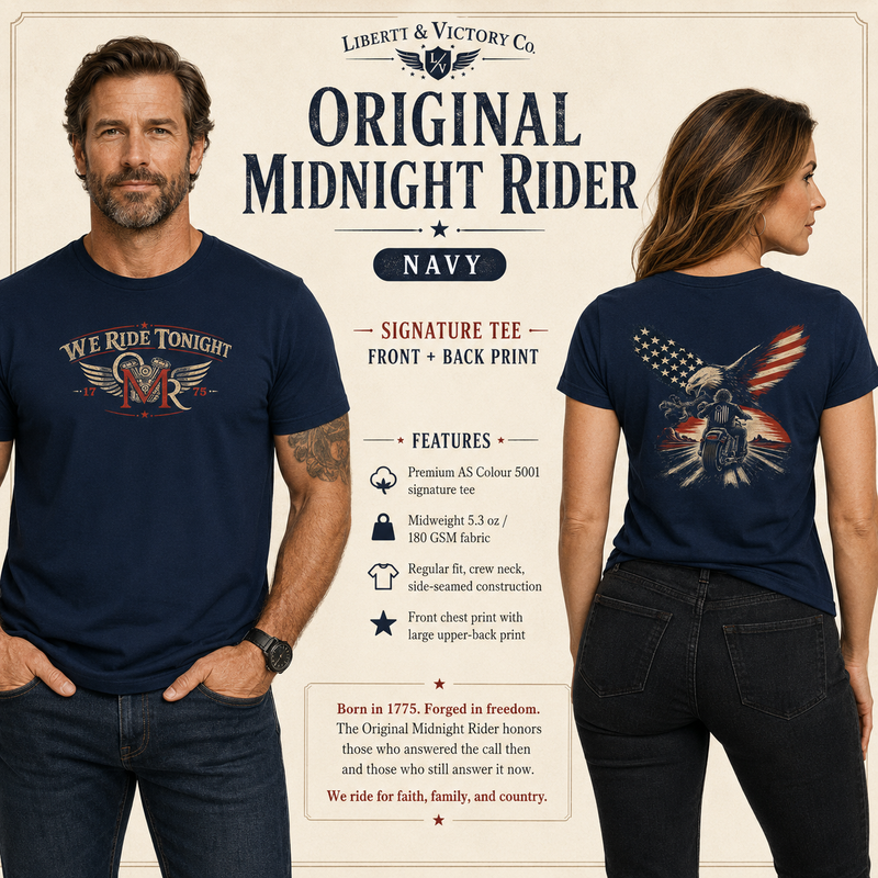 Patriotic T-Shirt | OMR We Ride Tonight Winged Engine + RWB Eagle | Liberty-In-One | Signature Line | Built with Intention