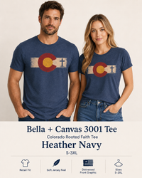 Christian T-Shirt | Colorado Flag Cross | Faith & State Graphic Tee | 1776 Founders Line | Veteran-Owned | Liberty & Victory Co.