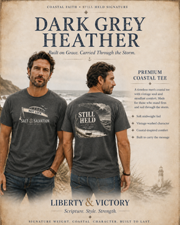Christian T-Shirt | Still Held Not Luck Salt & Salvation Design | Veteran-Owned | Liberty & Victory Co.