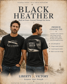 Christian T-Shirt | Still Held Not Luck Salt & Salvation Design | Veteran-Owned | Liberty & Victory Co.