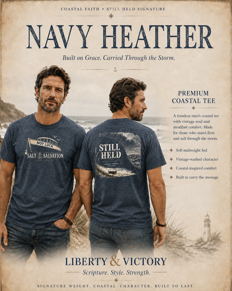 Christian T-Shirt | Still Held Not Luck Salt & Salvation Design | Veteran-Owned | Liberty & Victory Co.