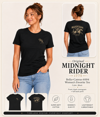 Women's Patriotic T-Shirt | Midnight Rider Heritage OMR Design | Veteran-Owned | Liberty & Victory Co.