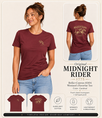 Women's Patriotic T-Shirt | Midnight Rider Heritage OMR Design | Veteran-Owned | Liberty & Victory Co.