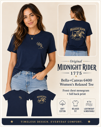 Women's Patriotic T-Shirt | Midnight Rider 1775 Heritage Cotton Edition | Veteran-Owned | Liberty & Victory Co.