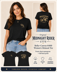 Women's Patriotic T-Shirt | Midnight Rider 1775 Heritage Cotton Edition | Veteran-Owned | Liberty & Victory Co.