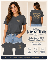 Women's Patriotic T-Shirt | Midnight Rider 1775 Heritage Cotton Edition | Veteran-Owned | Liberty & Victory Co.