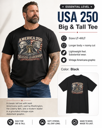 Big & Tall Patriotic T-Shirt | America 250 Selfless Leadership Tee | Veteran-Owned | Liberty & Victory Co.