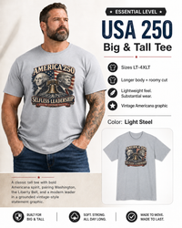 Big & Tall Patriotic T-Shirt | America 250 Selfless Leadership Tee | Veteran-Owned | Liberty & Victory Co.