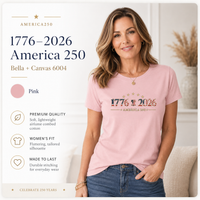 Women's Patriotic T-Shirt | 1776–2026 America 250th Anniversary Faith & Freedom Tee | Veteran-Owned | Liberty & Victory Co.