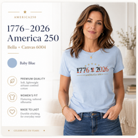 Women's Patriotic T-Shirt | 1776–2026 America 250th Anniversary Faith & Freedom Tee | Veteran-Owned | Liberty & Victory Co.