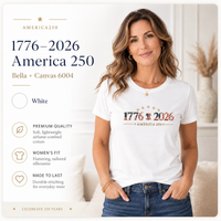 Women's Patriotic T-Shirt | 1776–2026 America 250th Anniversary Faith & Freedom Tee | Veteran-Owned | Liberty & Victory Co.
