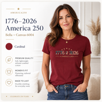 Women's Patriotic T-Shirt | 1776–2026 America 250th Anniversary Faith & Freedom Tee | Veteran-Owned | Liberty & Victory Co.