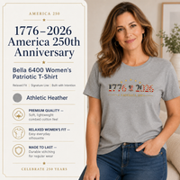 Women's Patriotic T-Shirt | 1776–2026 America 250th Anniversary Relaxed Fit Tee | Veteran-Owned | Liberty & Victory Co.