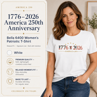 Women's Patriotic T-Shirt | 1776–2026 America 250th Anniversary Relaxed Fit Tee | Veteran-Owned | Liberty & Victory Co.