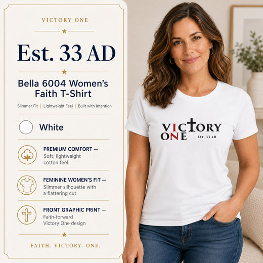Faith & Sport Women's T-Shirt | Victory One Minimalist Graphic Tee | Veteran-Owned | Liberty & Victory Co.