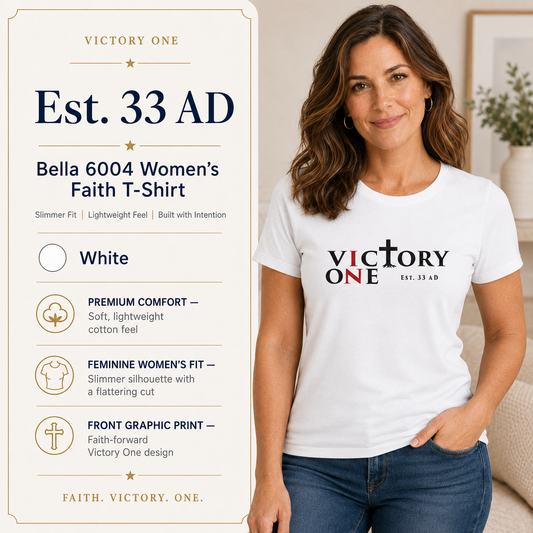 Faith & Sport Women's T-Shirt | Victory One Minimalist Graphic Tee | Veteran-Owned | Liberty & Victory Co.