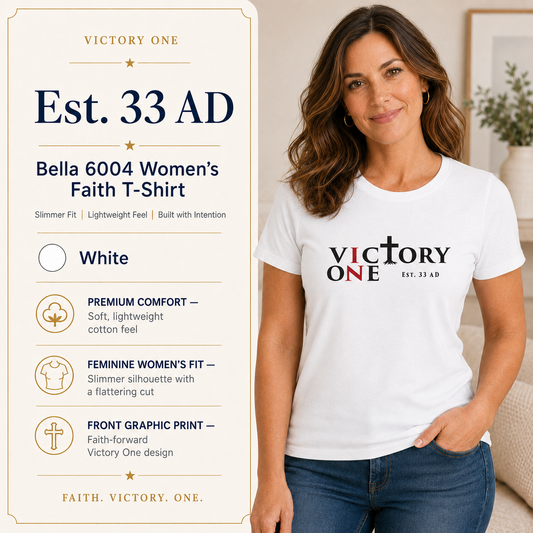 Faith & Sport Women's T-Shirt | Victory One Minimalist Graphic Tee | Veteran-Owned | Liberty & Victory Co.