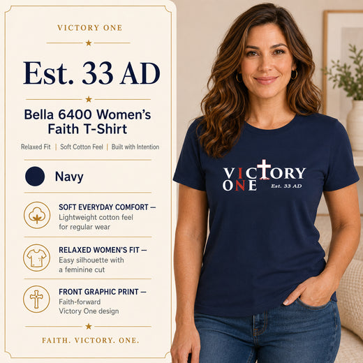 Faith & Sport Women's T-Shirt | Victory One Minimalist Logo Tee | Veteran-Owned | Liberty & Victory Co.