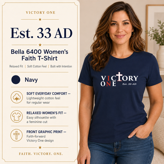 Faith & Sport Women's T-Shirt | Victory One Minimalist Logo Tee | Veteran-Owned | Liberty & Victory Co.