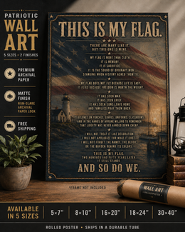 Patriotic Wall Art | This Is My Flag Coastal Lighthouse Rolled Poster | Veteran-Owned | Liberty & Victory Co.