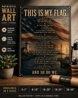 Patriotic Wall Art | This Is My Flag Coastal Lighthouse Rolled Poster | Veteran-Owned | Liberty & Victory Co.