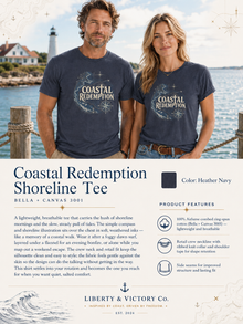 Coastal Faith T-Shirt | Coastal Redemption Nautical Chart Compass Tee | Salt & Salvation | Veteran-Owned | Liberty & Victory Co.