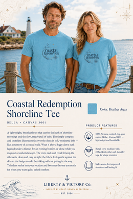 Coastal Faith T-Shirt | Coastal Redemption Nautical Chart Compass Tee | Salt & Salvation | Veteran-Owned | Liberty & Victory Co.