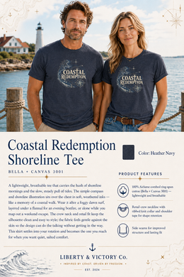 Coastal Faith T-Shirt | Coastal Redemption Nautical Chart Compass Tee | Salt & Salvation | Veteran-Owned | Liberty & Victory Co.